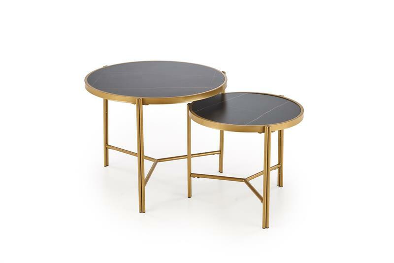 Set 2 ks. konferenčných stolíkov Fantoma (čierny mramor + zlatá)