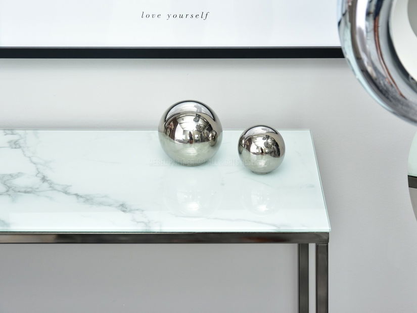 Măsuță consolă Bella Kons (marmură albă + negru)