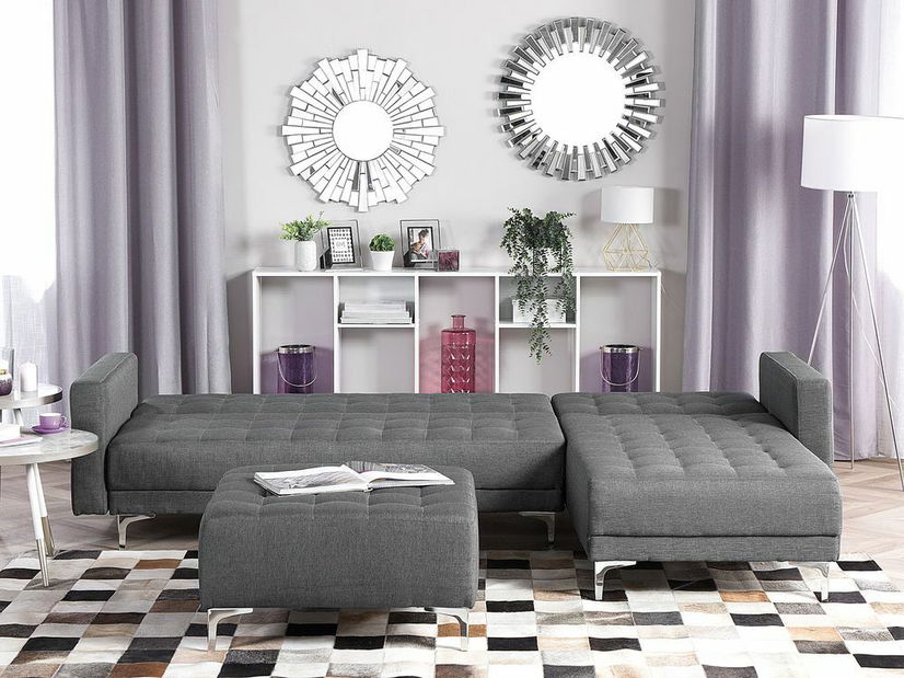 Sarokkanapé ABERLADY (szürke) (zsámollyal) (J)