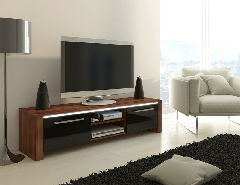 Masă TV/Dulap Freddy (prun + Negru lucios)