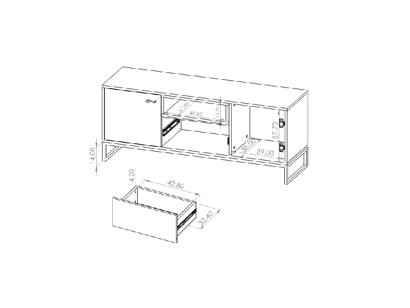 Tv stolík Oliver RTV (biela + dub artisan)