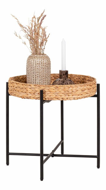 Príručný stolík Neralia (čierna + prírodná)