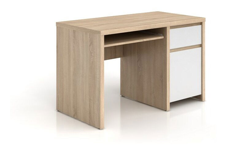 Masă PC Kasey BIU1D1S/120 (Stejar sonoma + Alb lucios)