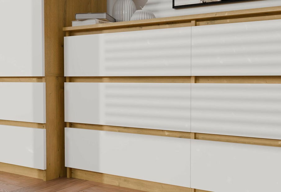 Comodă Musecalo 6 140 (stejar artisan + alb)