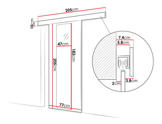 Uși culisante Robaso 70 IV (Alb) (cu oglindă)