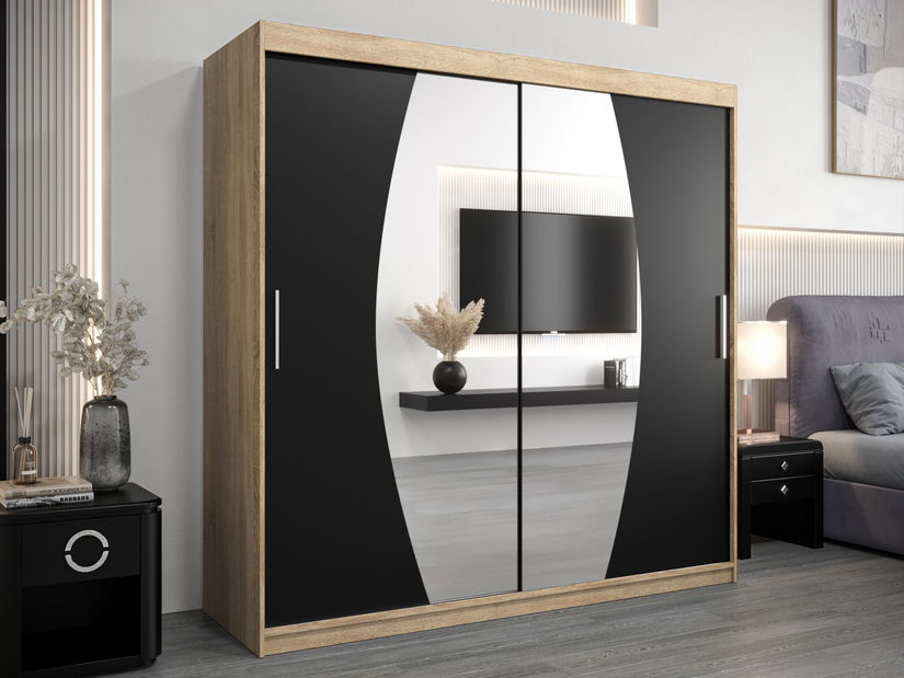 Dulap de haine 200 cm Eclipse (Stejar sonoma + Negru mat)