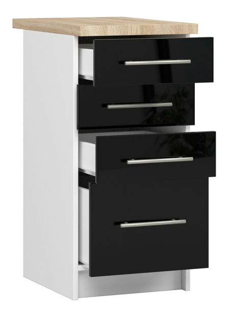 Alsó konyhaszekrény Ozara S40 SZ4 (fehér + fényes fekete)