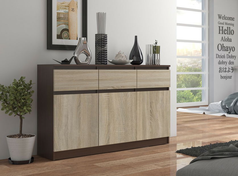 Comodă Keanu VI (wenge + stejar sonoma)