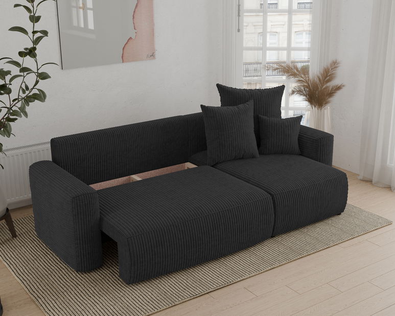 Rohová sedačka Denia (P) (čierna)