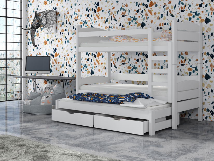 Emeletes gyerekágy 90 cm Cecile (fehér) *kiárusítás