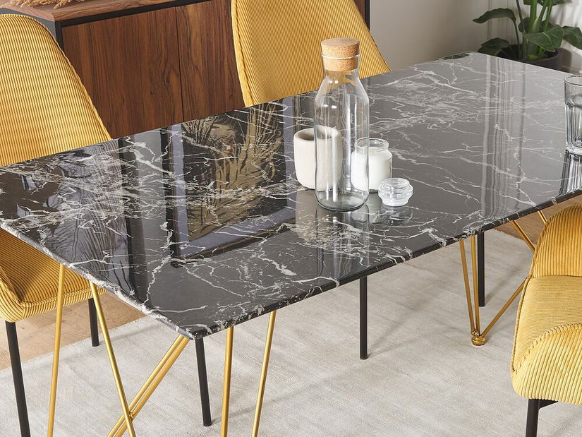 Jedálenský stôl KARSON (čierna + zlatá) (pre 4 osoby)