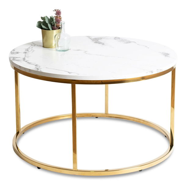 Stolić za kavu Aparentar Max (bijeli mramor + zlatna) 