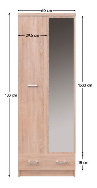 Dulap Topta Type 38 2D1S60 (stejar sonoma)
