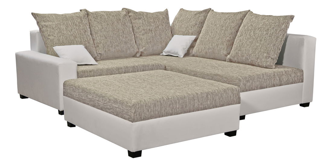 Rohová sedačka Monarda (béžová + biela) (s taburetkou) (P)