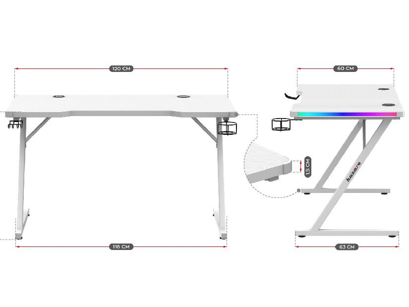 PC stolík Hyperion 2.5 (biela + viacfarebná) (s LED osvetlením)