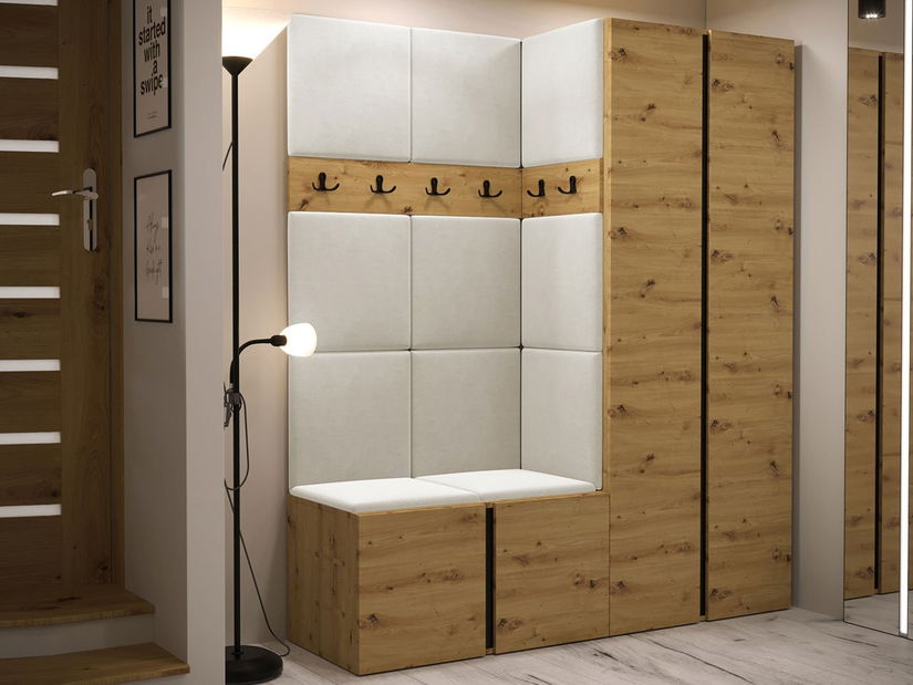 Set za predsoblje III (hrast artisan + hrast artisan + crna) (Manila 02)