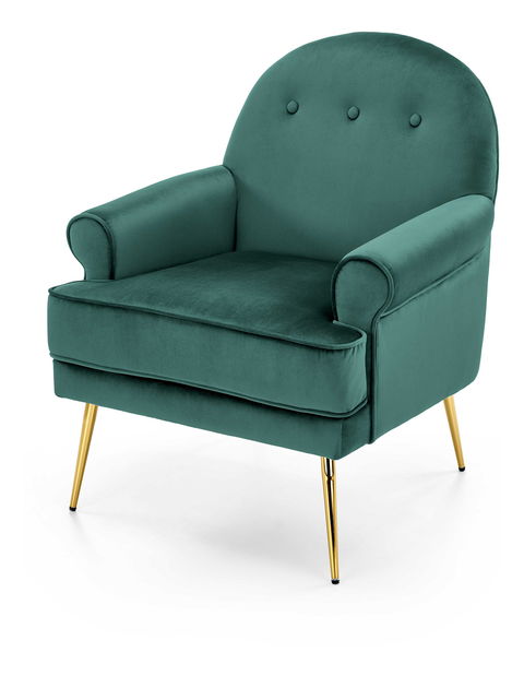 Relaxačné kreslo Shanae (tmavozelená + zlatá)