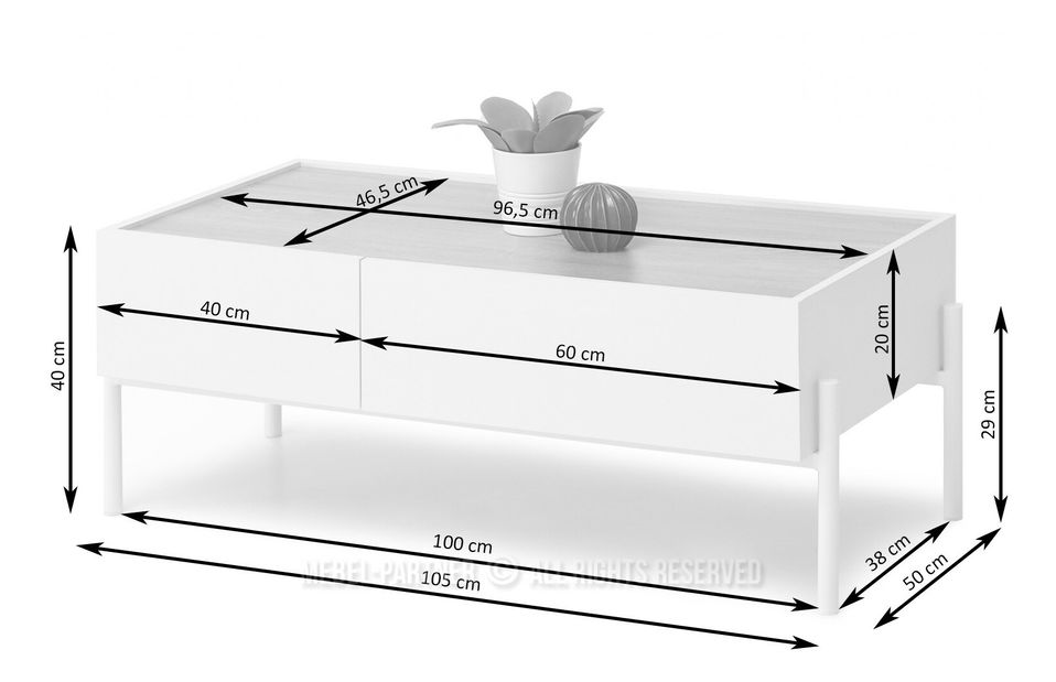 Măsuță de cafea Bertina L (stejar + negru)