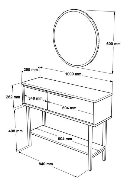 Konzolový stolík Otto 12 (so zrkadlom) (orech + čierna)