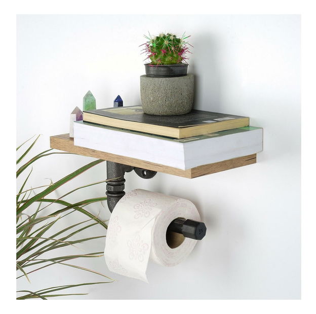 Držiak na toaletný papier Nenanu 36 (orech + čierna) 