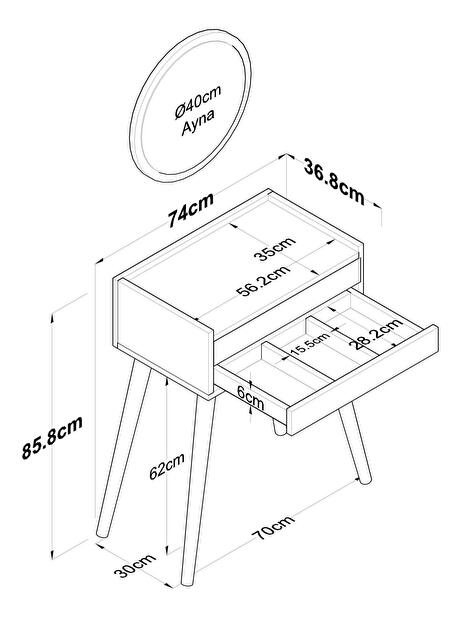 Fésülködőasztal Nobisi 1 (fehér) 