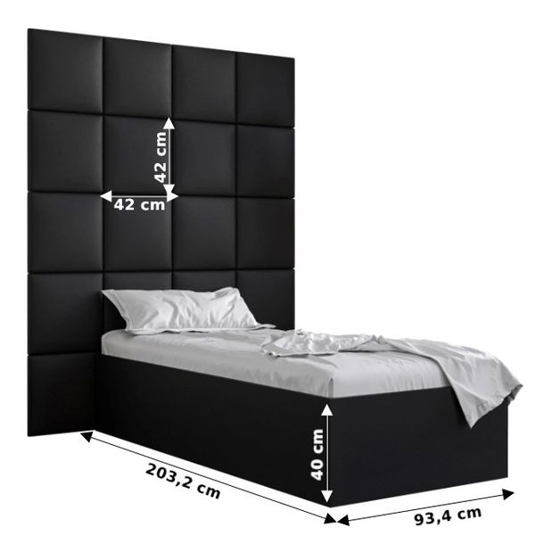 Egyszemélyes ágy kárpitozott fejtámlával 90 cm Brittany 3 (matt fehér + kék) (ágyráccsal)