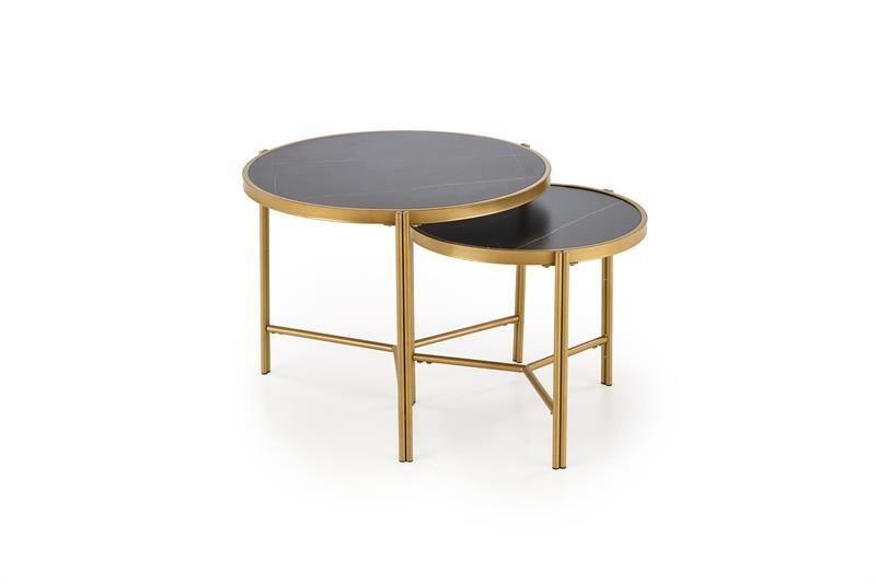 Set 2 ks. konferenčných stolíkov Fantoma (čierny mramor + zlatá)