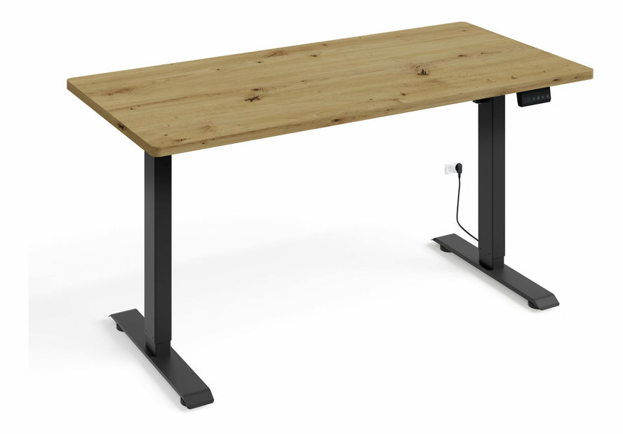 Elektrický PC stolík Motiva 140 (čierna + dub artisan)