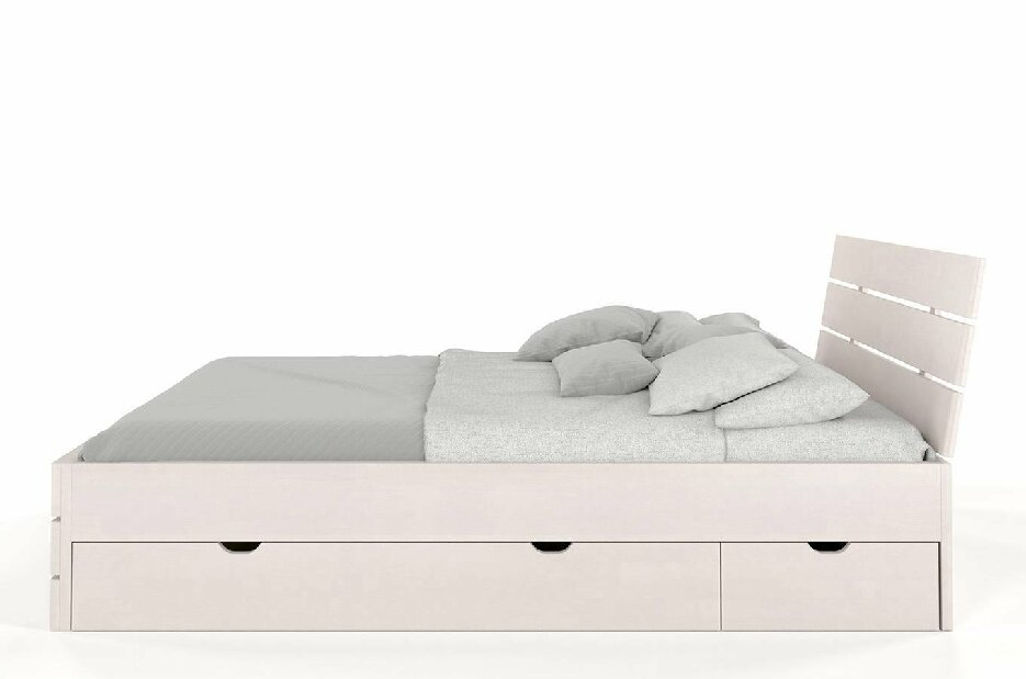 Manželská posteľ 160 cm Naturlig Lorenskog High Drawers (buk)