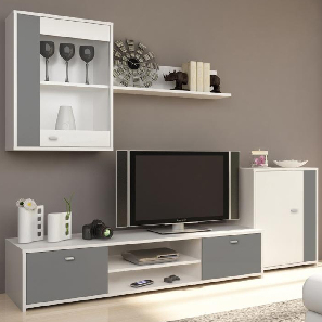 Mobilier living Gerra (alb + gri)