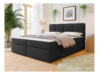 Franciaágy 160 cm Mejaso (fekete) (ágyráccsal és matraccal) (tárolóhellyel)