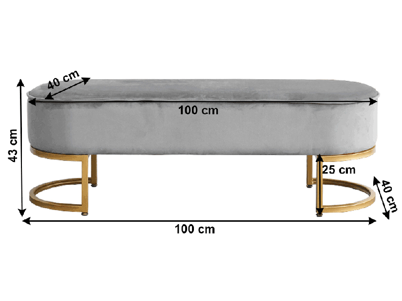 Bancă de design Morila (gri + auriu) *vânzare stoc