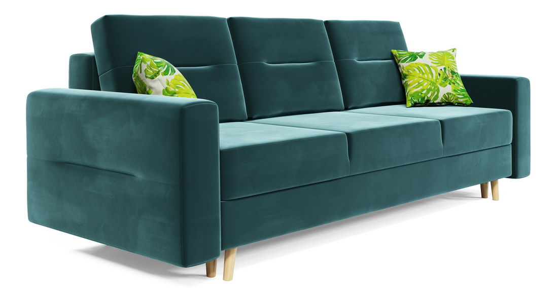 Rozkladacia pohovka Bergenia (tmavozelená) (s vankúšmi)