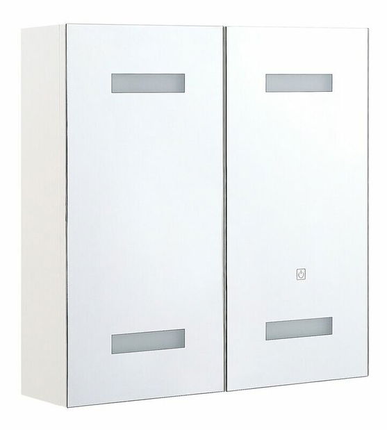 Kúpeľňová skrinka Thabit (biela) (s osvetlením)