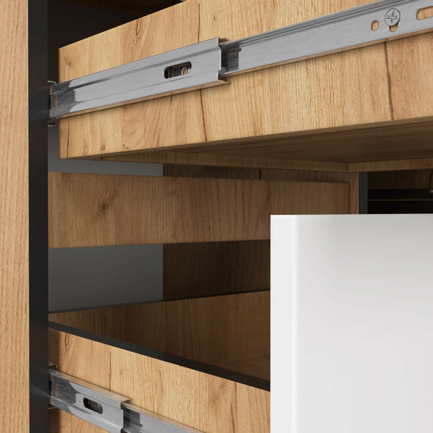 Kutni PC stolić Bienvenida (hrast craft + bijela) (L)