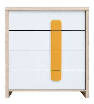 Komoda BRW Colorado KOM4S/80 (dub svetlý belluno + biela + pomarančová)