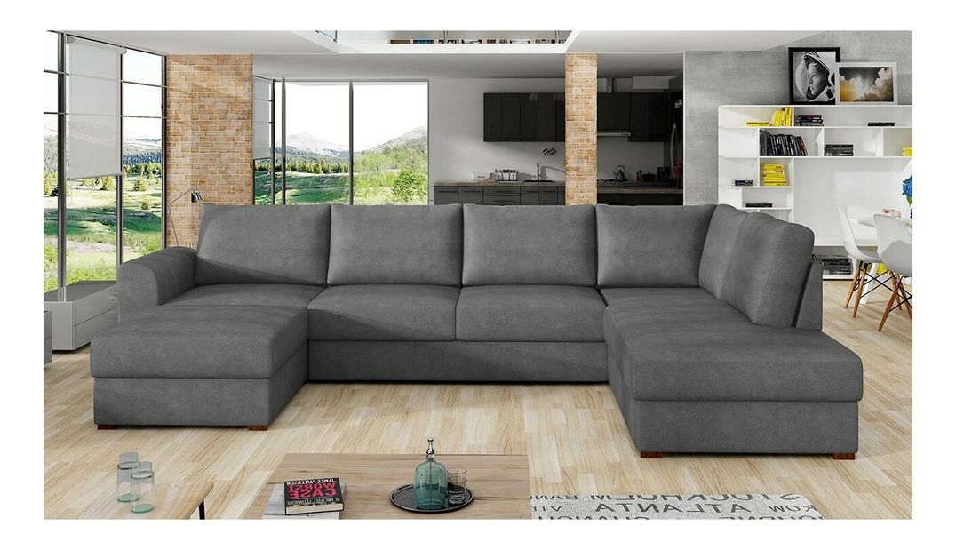 Rohová sedacia súprava Szafran U (tmavosivá) (L) *bazár