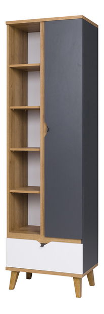 Dulap cu rafturi Mimone R1D1SZ (Stejar auriu + Alb mat + grafit)