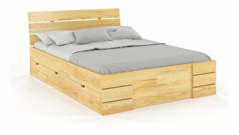 Manželská posteľ 160 cm Naturlig Lorenskog High Drawers (borovica)