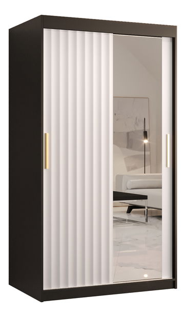 Dulap de haine cu oglindă 120 cm Riana Wa 2 120 (negru + alb mat)