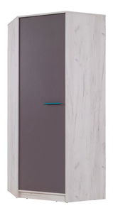 Dulap de haine de colț Rosario R14 (stejar craft alb + gri)