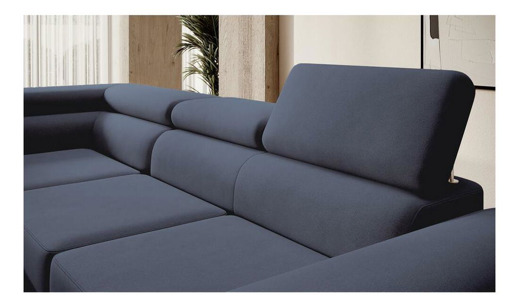 Rohová sedacia súprava Stiletto (L) (modrá + strieborná)