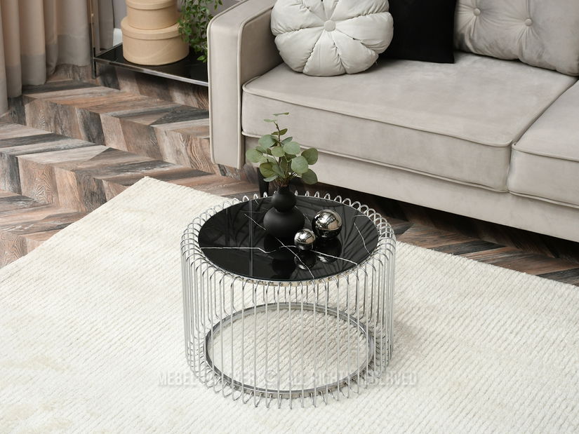 Dohányzóasztal Nils M (fekete márvány + króm)