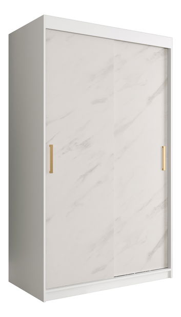 Dulap de haine 120 cm Marbelo T (mat alb + marmură albă)