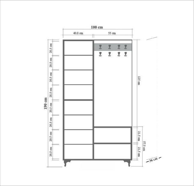 Set mobilier pentru hol Inuk 220 (Stejar sonoma)