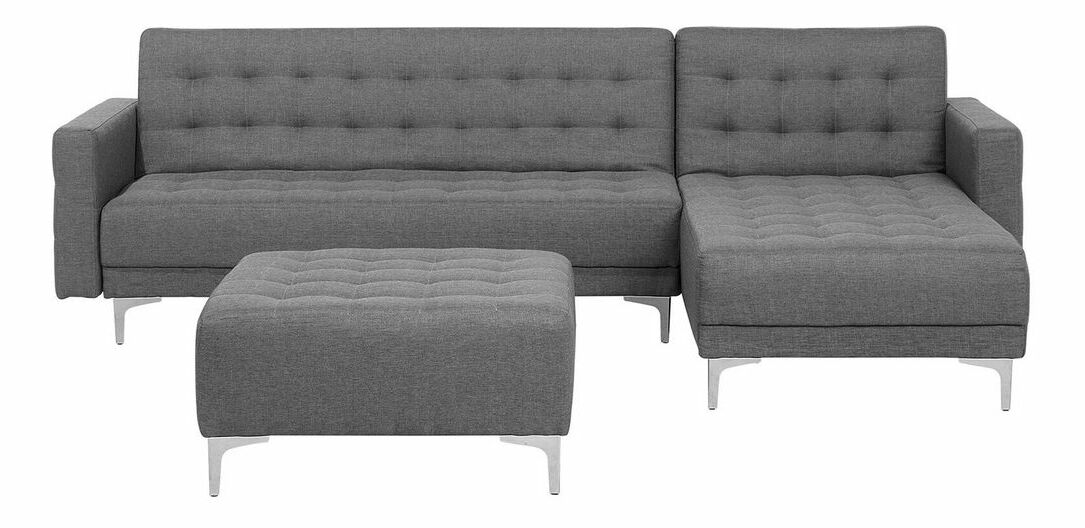 Rohová sedačka ABERLADY (sivá) (s taburetkou) (P)