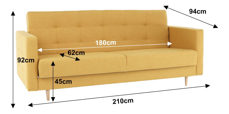 Háromszemélyes kanapé Armendia (mustár)