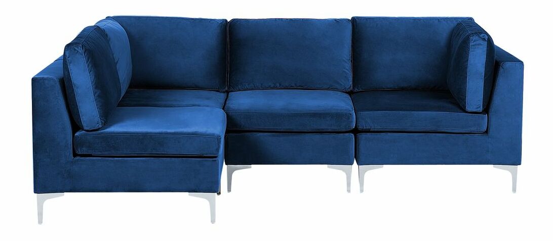 Rohová sedacia súprava Eldridge (zamatová modrá) (P)