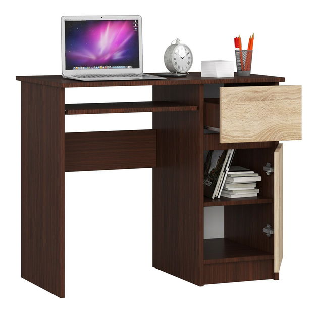 Masă PC Bhaskar (wenge + stejar sonoma) (D)