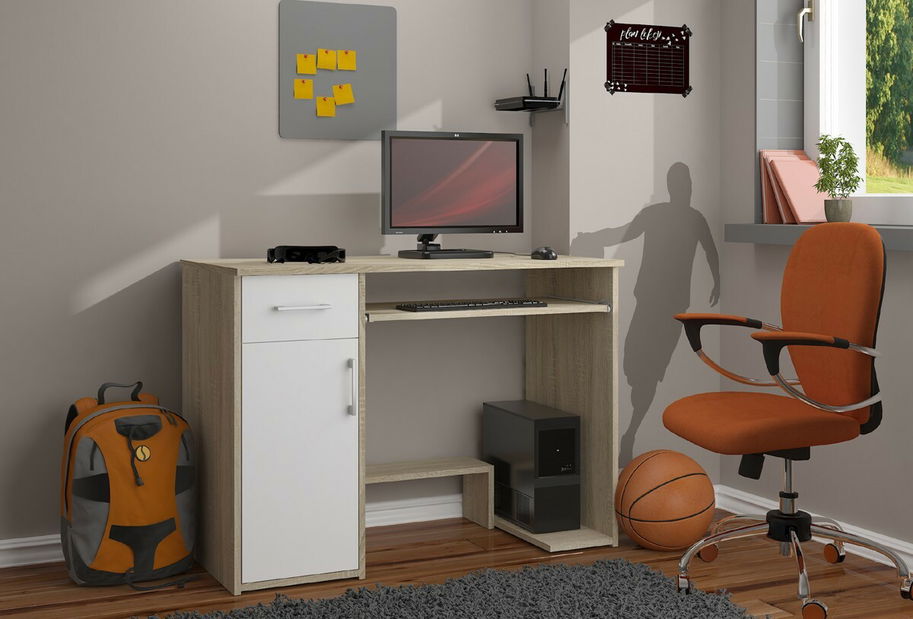 PC asztal Jocosa (sonoma tölgy + fehér)